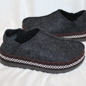 UGG Charcoal Felt Slip-On Clog with Brown Trim